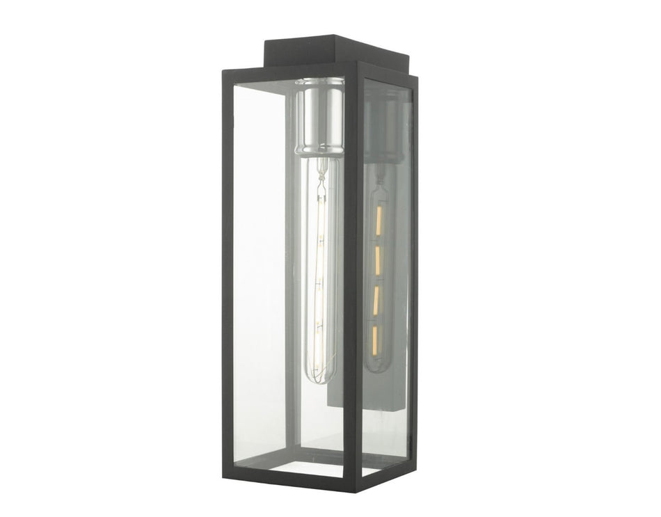 Naxos Outdoor Wall Light Black Glass IP43 exterior wall light