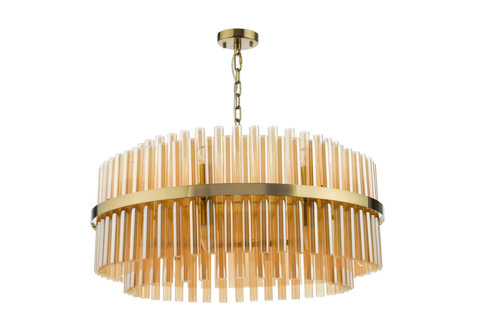 Imani 16 Light Pendant Natural Brass and Champagne Glass