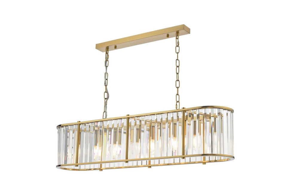 Kiran 7 Light Bar Pendant Natural Brass and Crystal