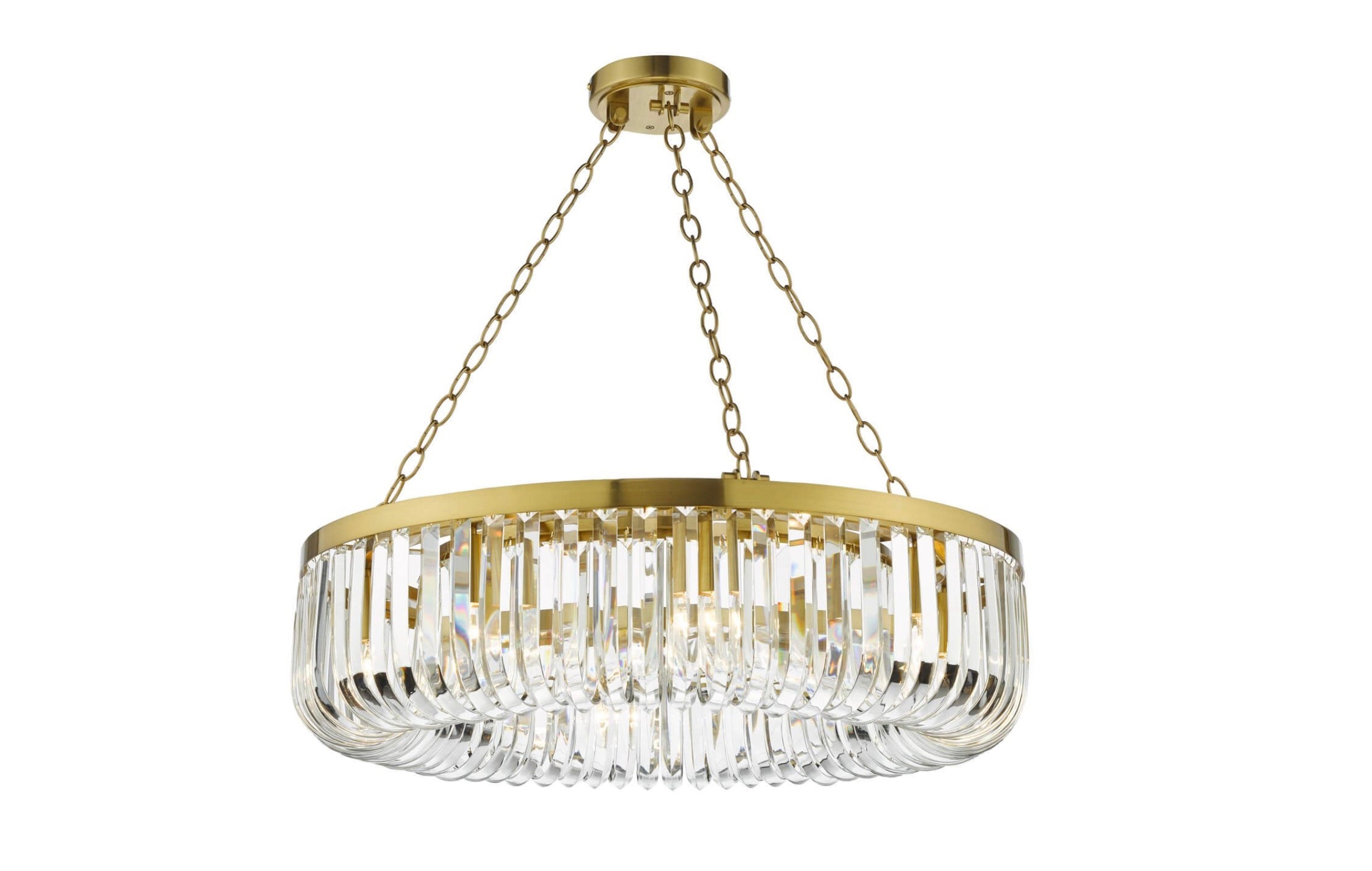 Sigourney 8 Light Pendant Satin Gold and Crystal