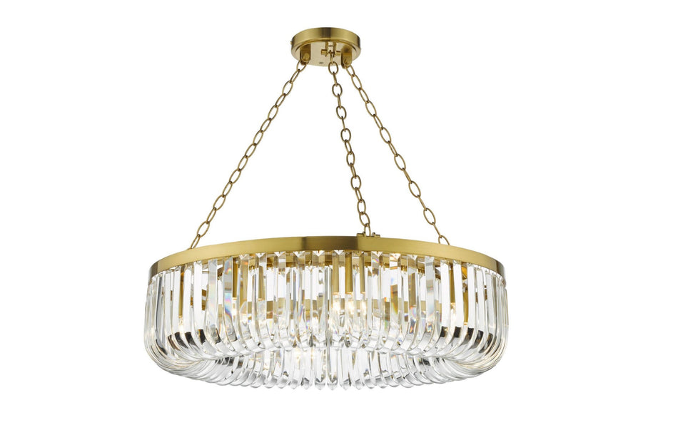 Sigourney 8 Light Pendant Satin Gold and Crystal