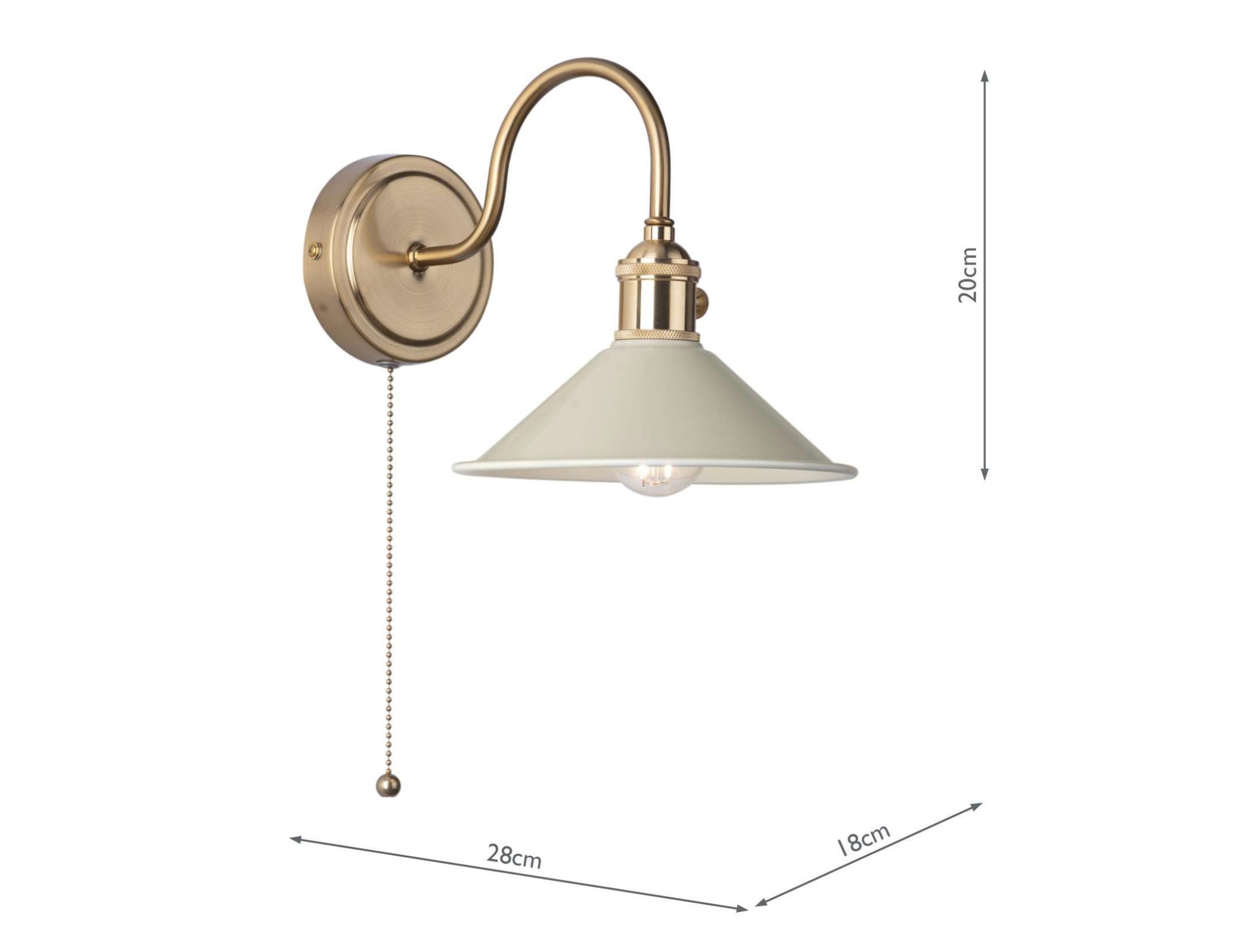 Hadano Wall Light Natural Brass With Cashmere Shade