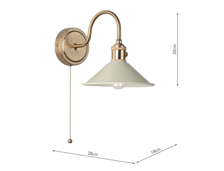 Hadano Wall Light Natural Brass With Cashmere Shade