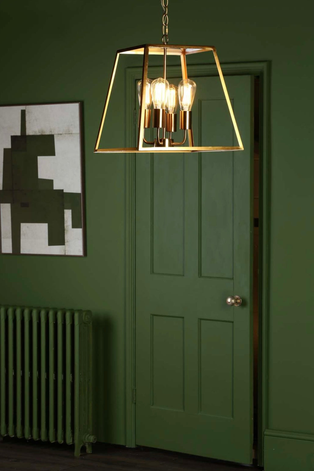 Academy 4 Light Lantern Natural Brass