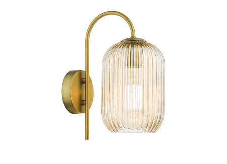 Idra Wall Light Aged Bronze and Champagne Ribbed Glass