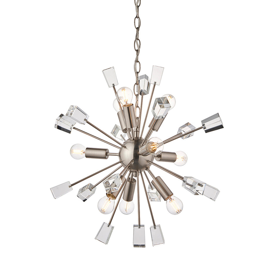Miro 9lt Pendant Satin nickel plate & clear crystal Copy