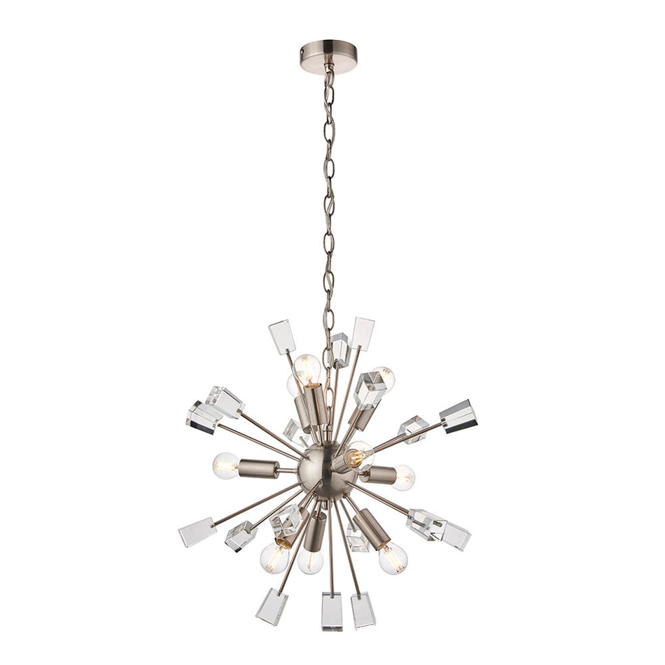 Miro 9lt Pendant Satin nickel plate & clear crystal Copy