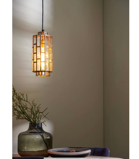 Hanging lamp Ø24x45 cm SØSTRENE antique bronze+glass Ceiling light