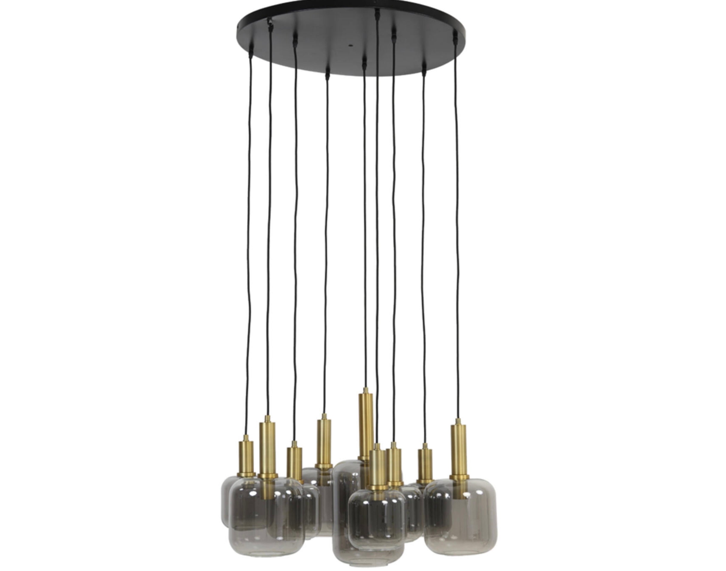 LEKAR 9 Light antique bronze+smoked glass ceiling pendant