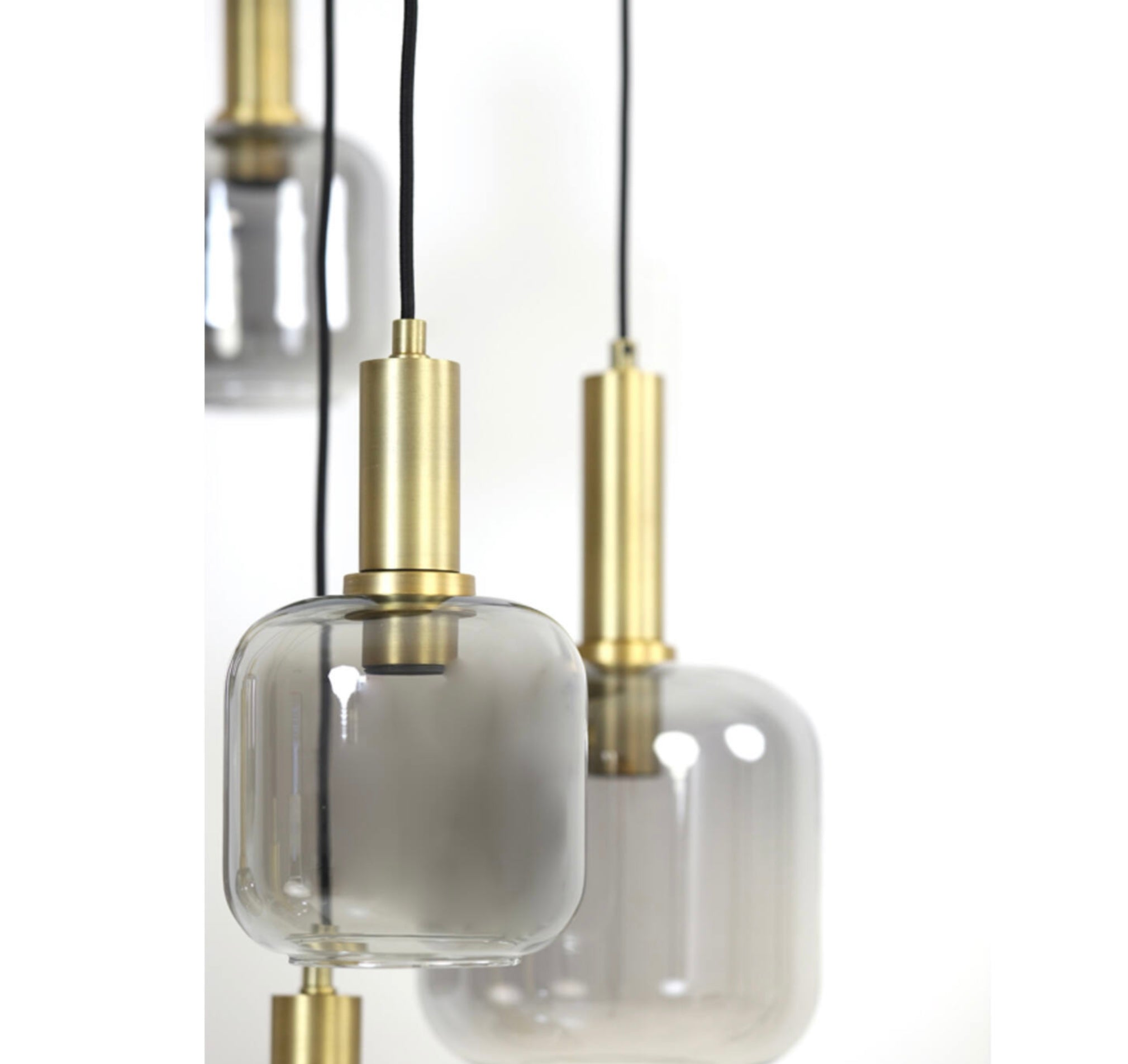 LEKAR 9 Light antique bronze+smoked glass ceiling pendant
