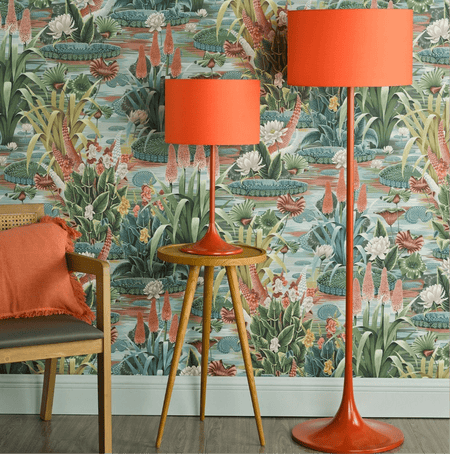 Toledo Floor Lamp Satin Orange With Shade