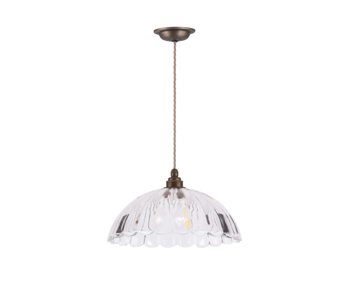 Mabel Pendant Ribbed Glass and Antique Brass