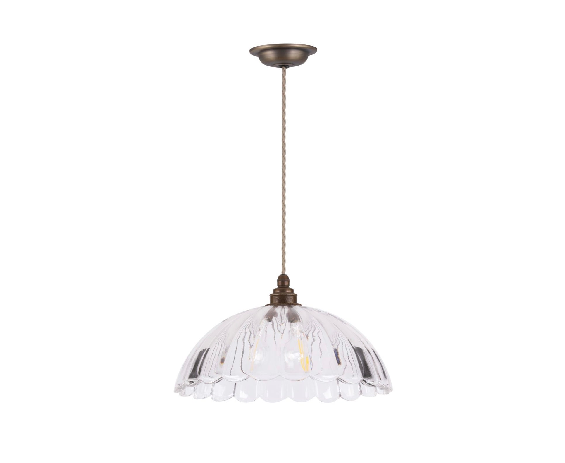 Mabel Pendant Ribbed Glass and Antique Brass