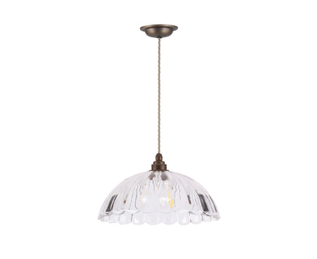 Mabel Pendant Ribbed Glass and Antique Brass