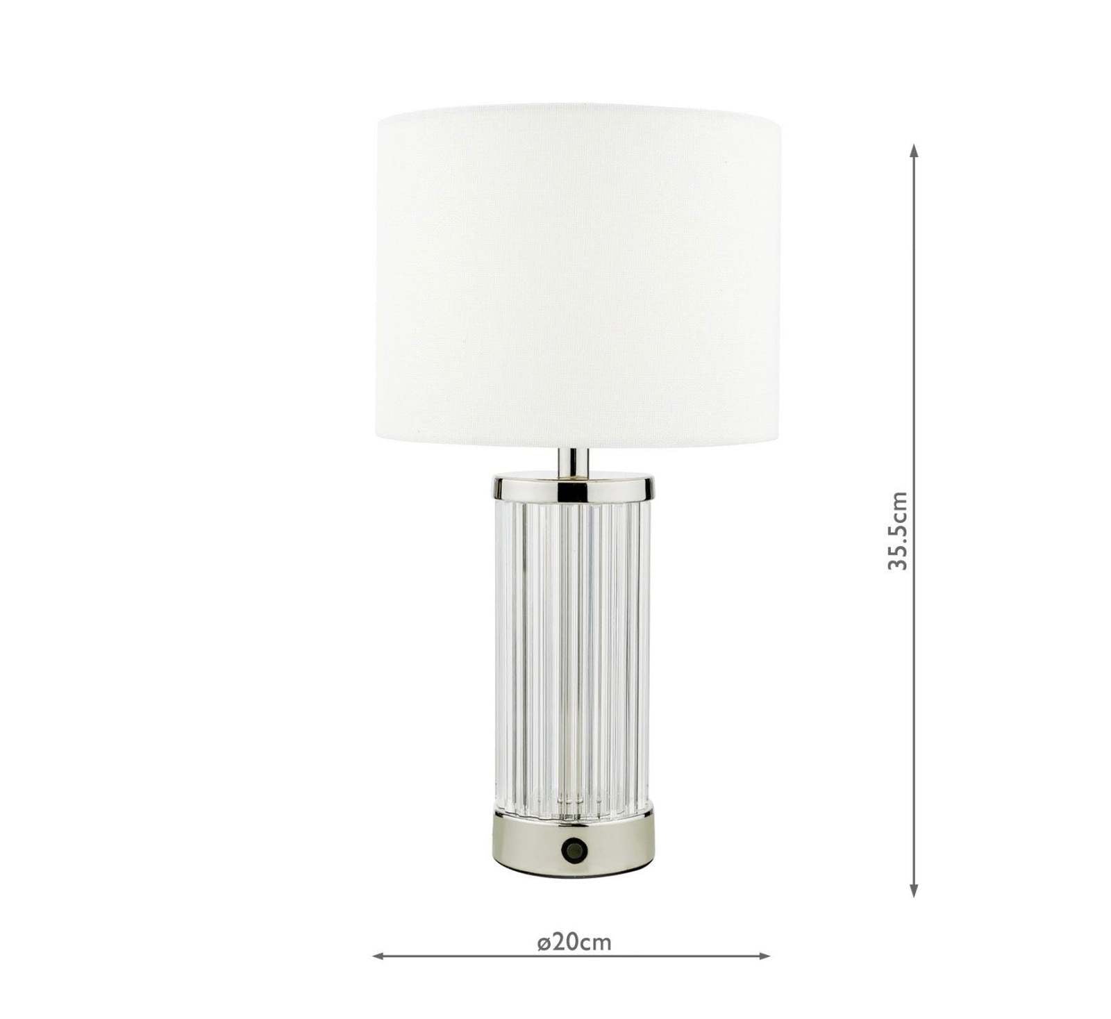 Enrico Rechargeable Table Lamp Polished Nickel and Glass With Shade LED