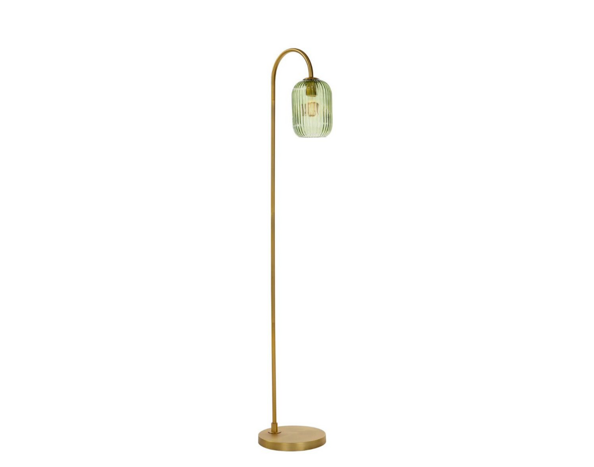 Idra Floor Lamp Aged Bronze and Green Ribbed Glass