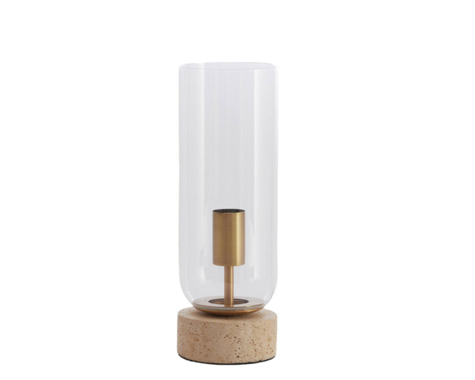 Table lamp Ø12x35 cm RYLANO glass clear+sand+antique bronze
