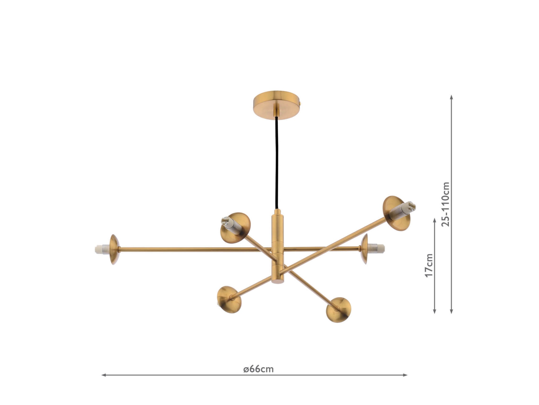 Vignette 6 Light Pendant Aged Brass Fitting with smoked glass globes