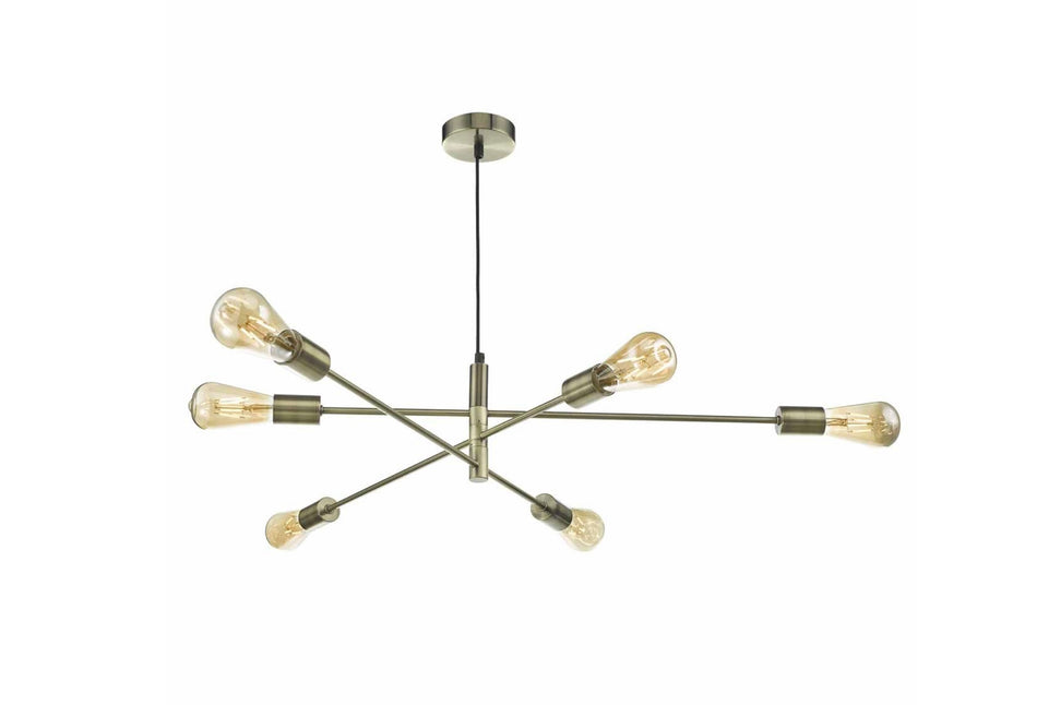Alana 6 Light Pendant Antique Brass