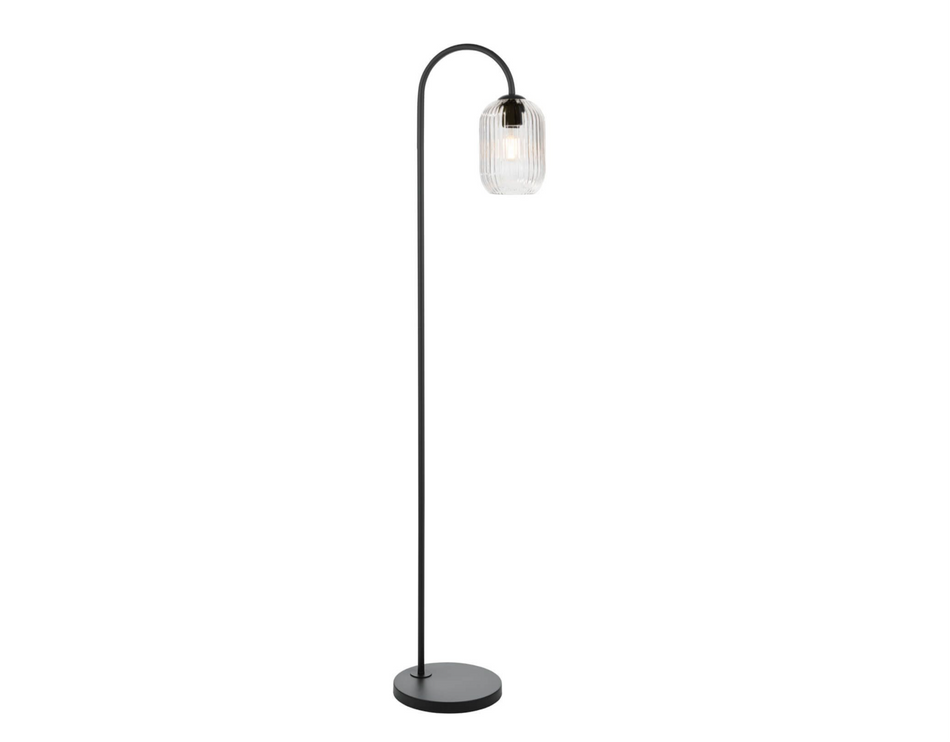Idra Floor Lamp Matt Black and Ribbed Glass