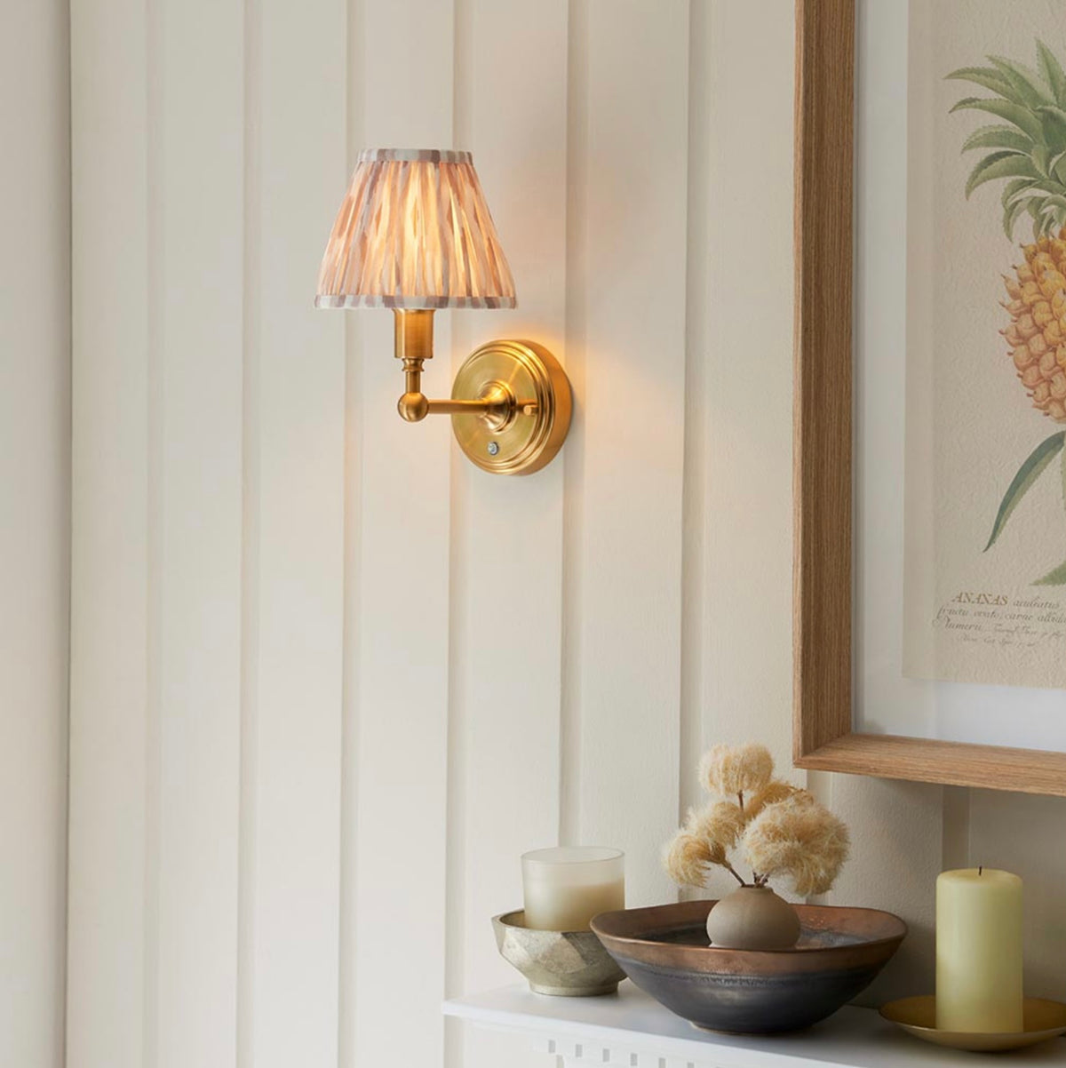Burley Rechargeable Wall light & Ikat Neutral 16cm shade