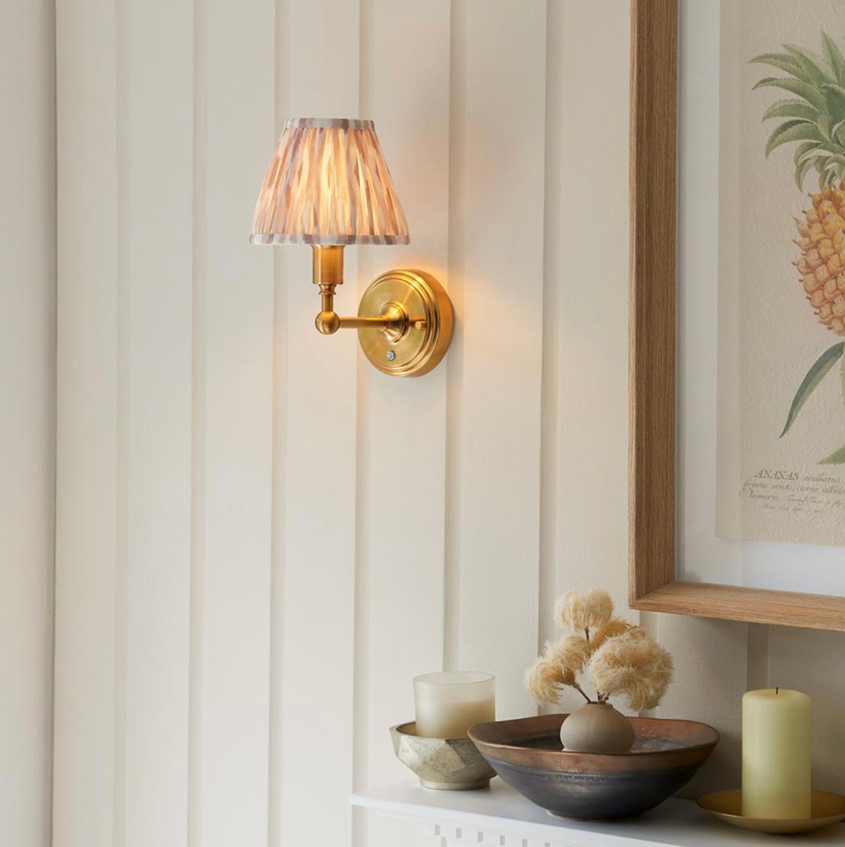Burley Rechargeable Wall light & Ikat Neutral 16cm shade