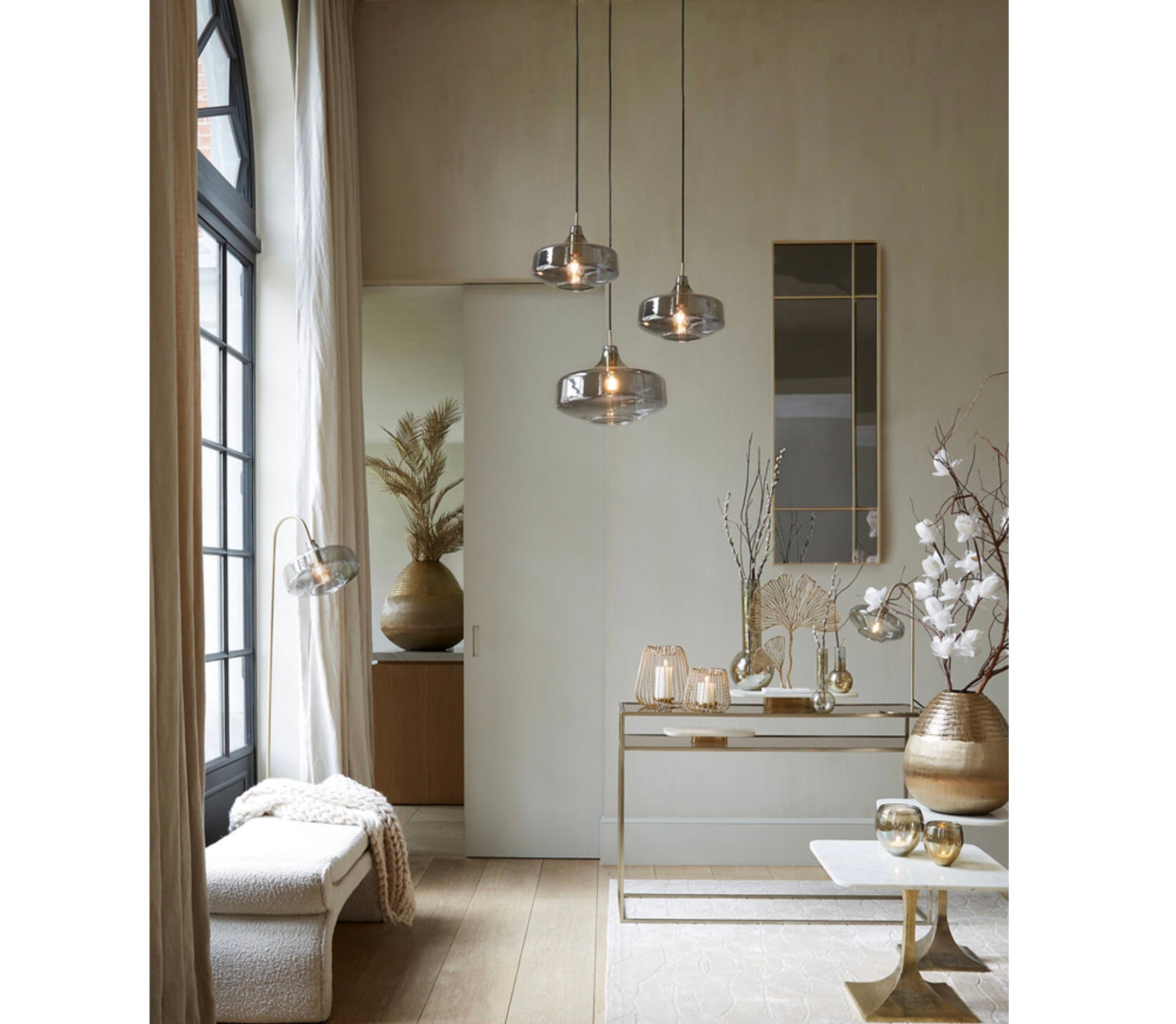 Hanging lamp Ø29,5x21 cm SOLNA antique bronze+smoked glass