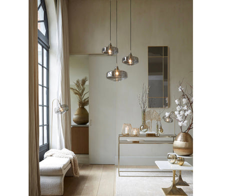 Hanging lamp Ø29,5x21 cm SOLNA antique bronze+smoked glass