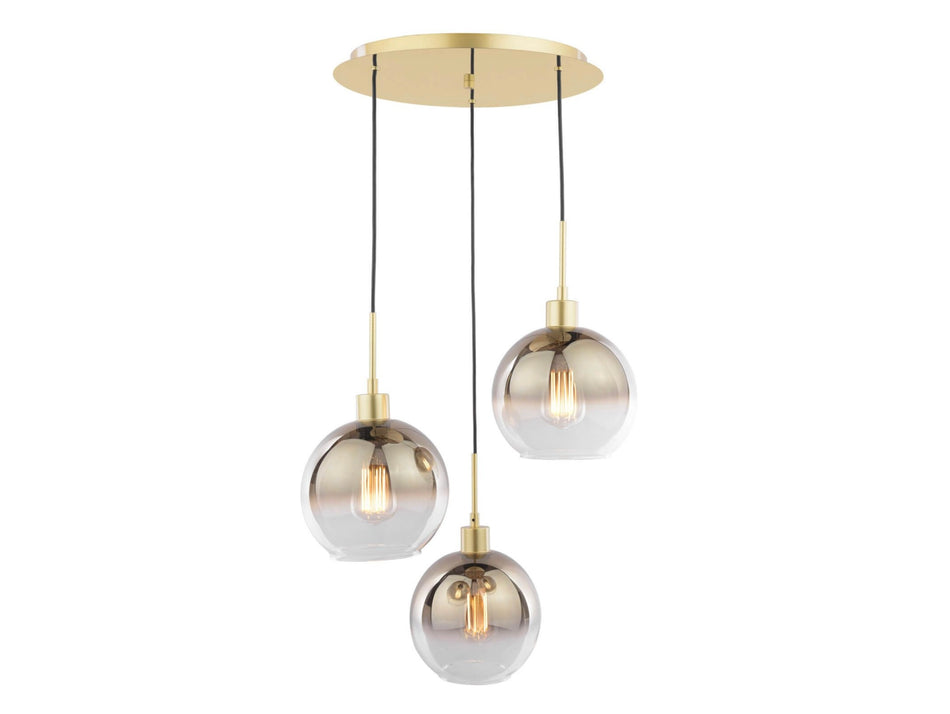 Lycia 3 Light Cluster Pendant Satin Gold and Gold Ombre Glass