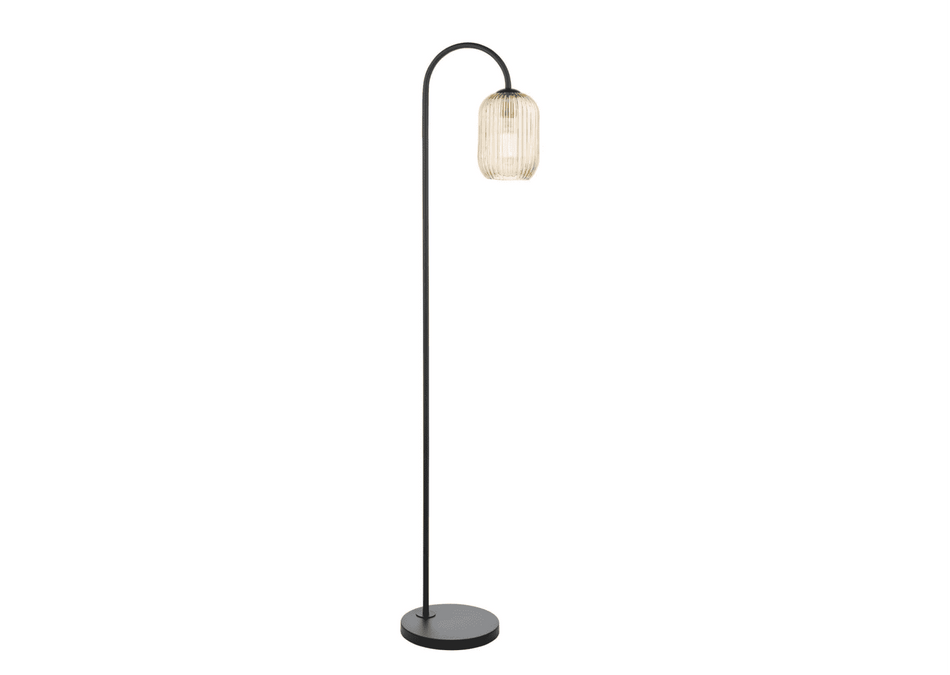 Idra Floor Lamp Matt Black and Champagne Ribbed Glass