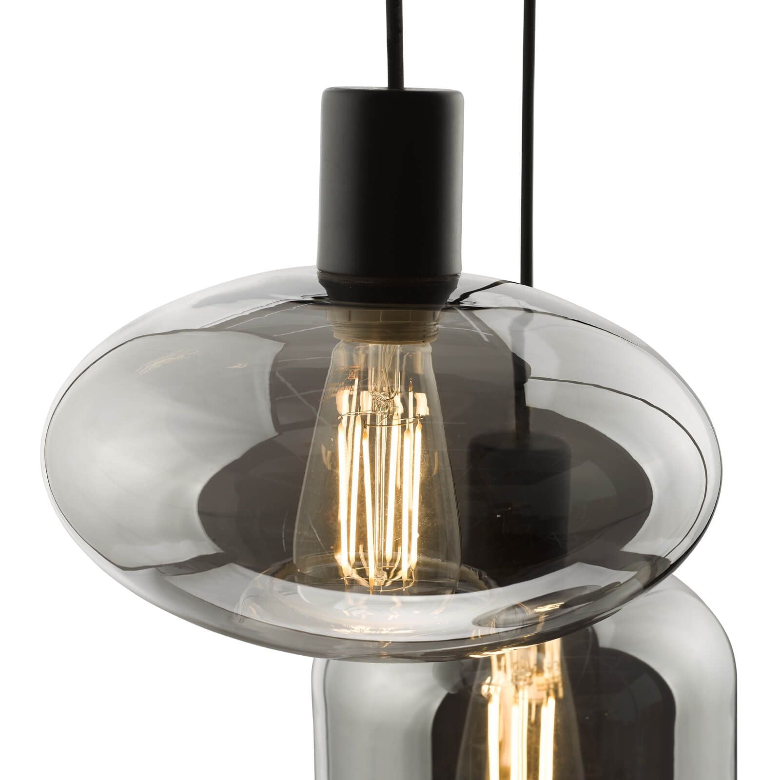 Aiden 3 Light Cluster Pendant Satin Black & Smoked