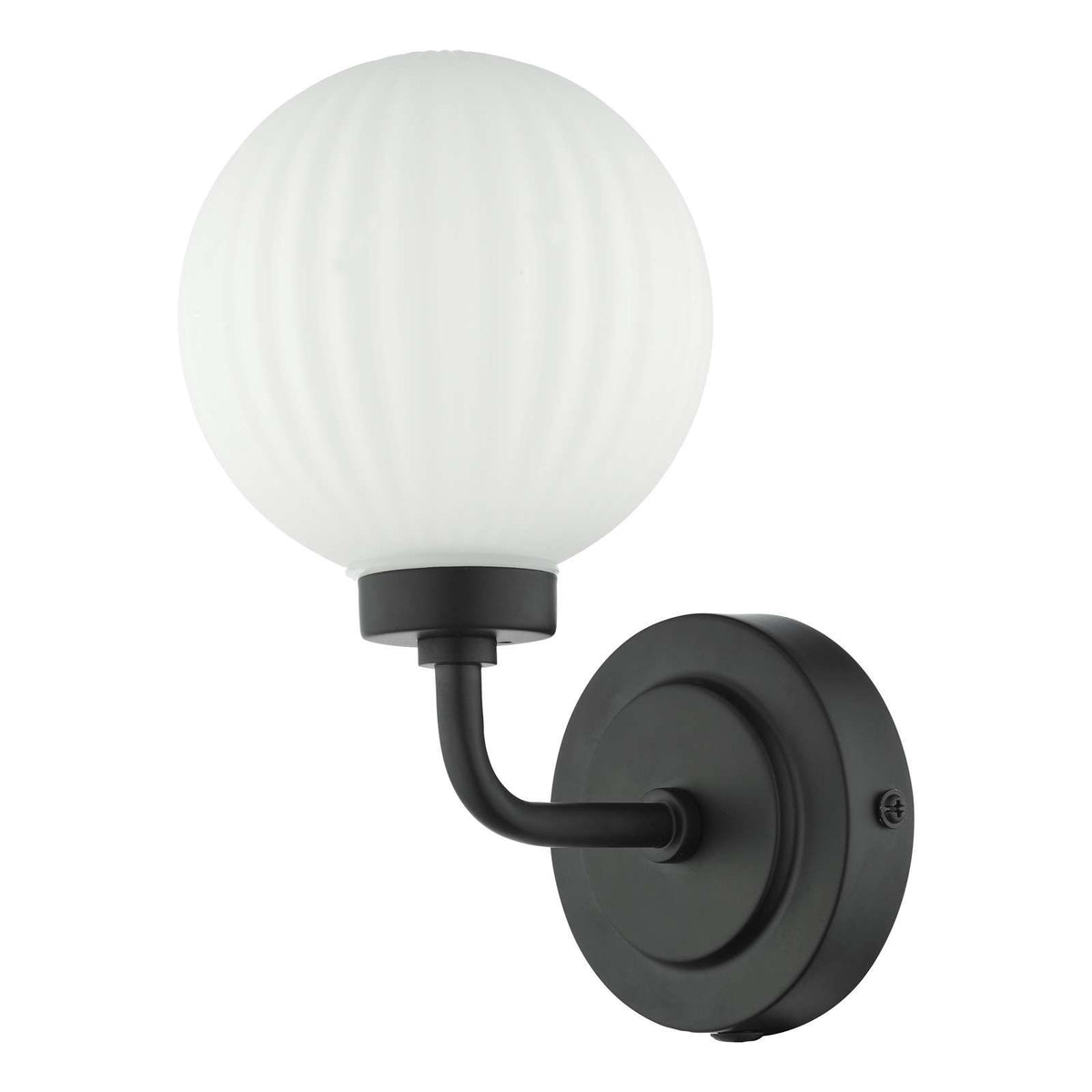 Alrik Bathroom Wall Light Matt Black Opal Glass IP44