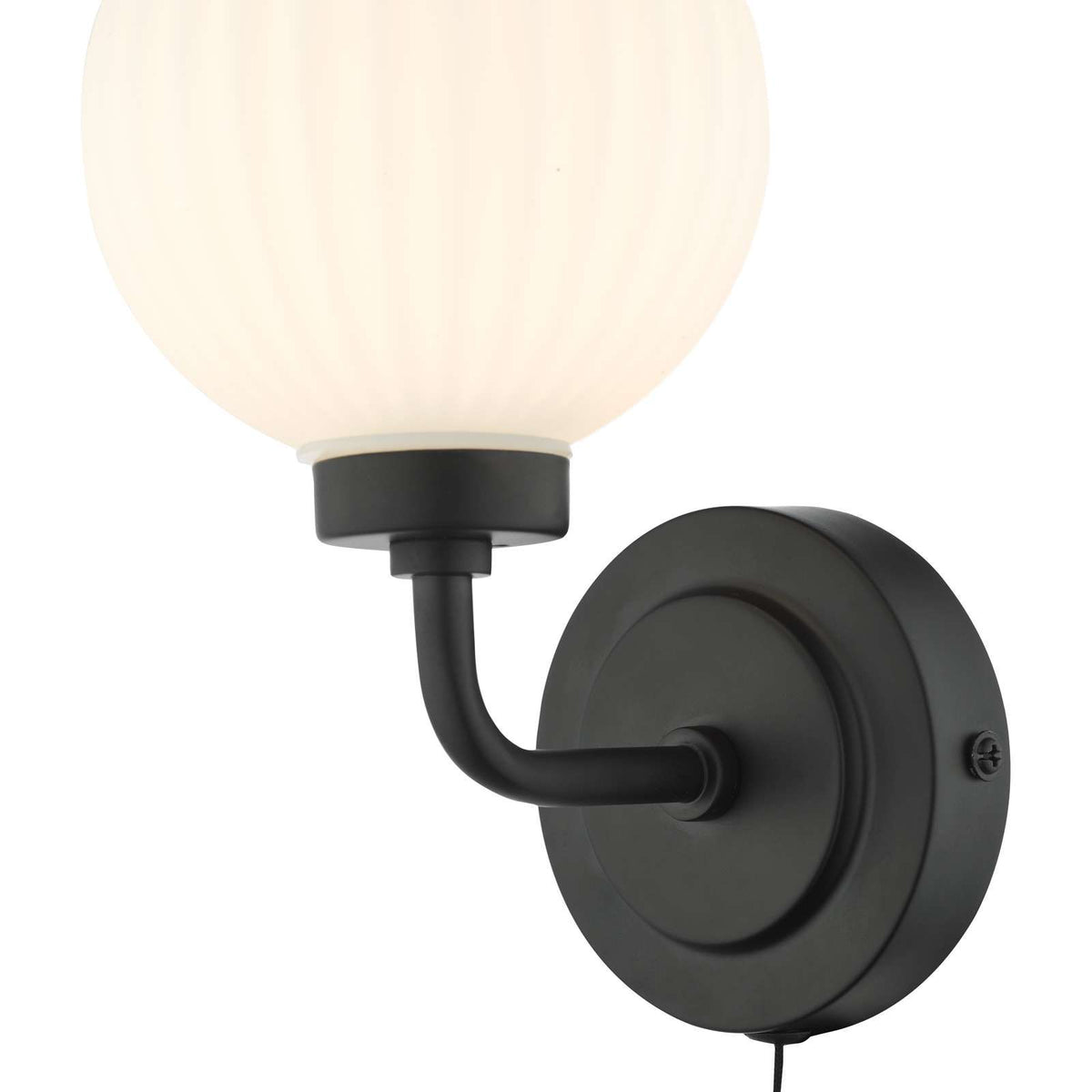 Alrik Bathroom Wall Light Matt Black Opal Glass IP44