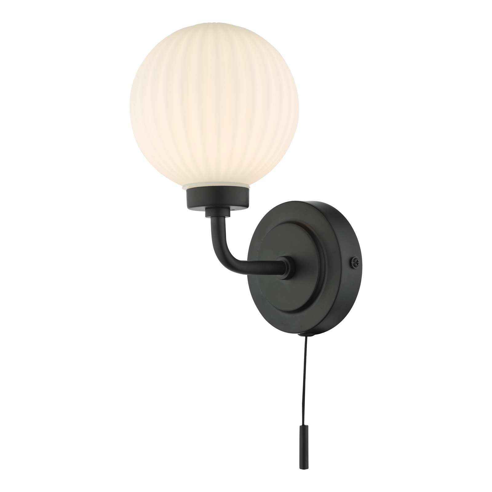 Alrik Bathroom Wall Light Matt Black Opal Glass IP44