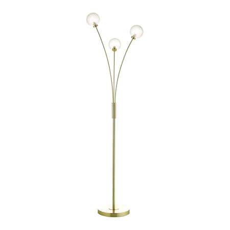 Avari 3 Light Floor Lamp Satin Brass Glass