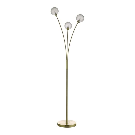 Avari 3 Light Floor Lamp Satin Brass Glass