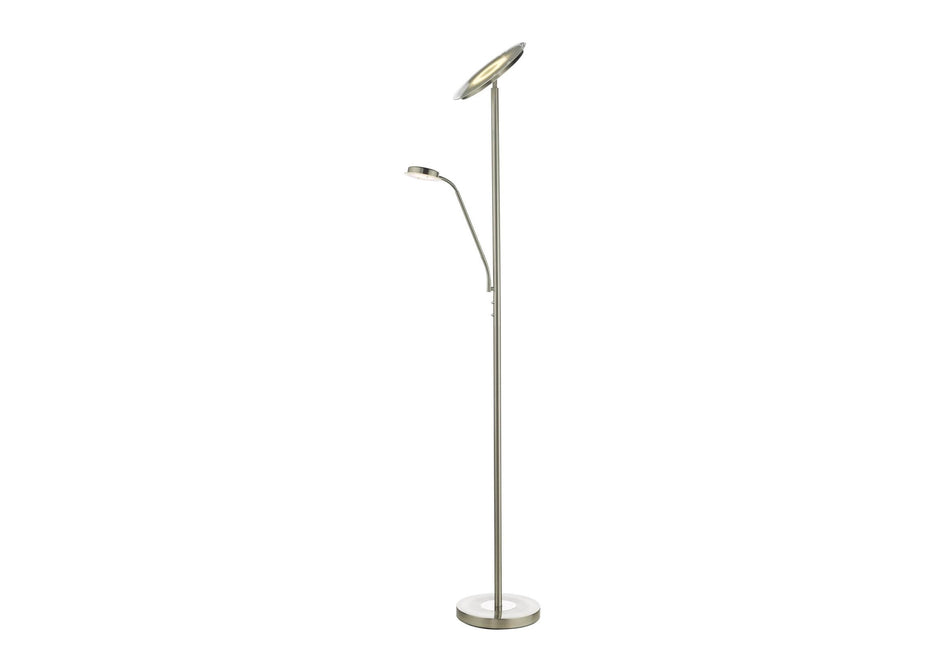 Shelby Mother & Child Lamp Satin Nickel LED floor reading lamp