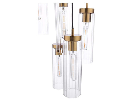 Jodelle 5 Light Cluster Pendant Polished Bronze and Glass