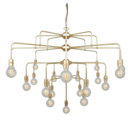 Pisa Four-Tier Bare Bulb Brass Chandelier 21-Light