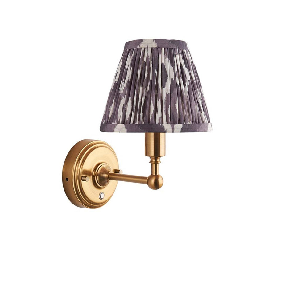 Burley Rechargeable Wall light & Ikat Pearl grey shade 16cm shade