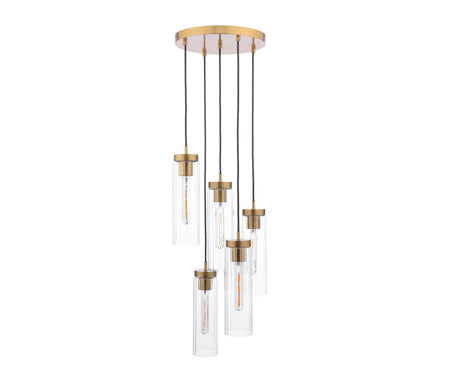 Jodelle 5 Light Cluster Pendant Polished Bronze and Glass