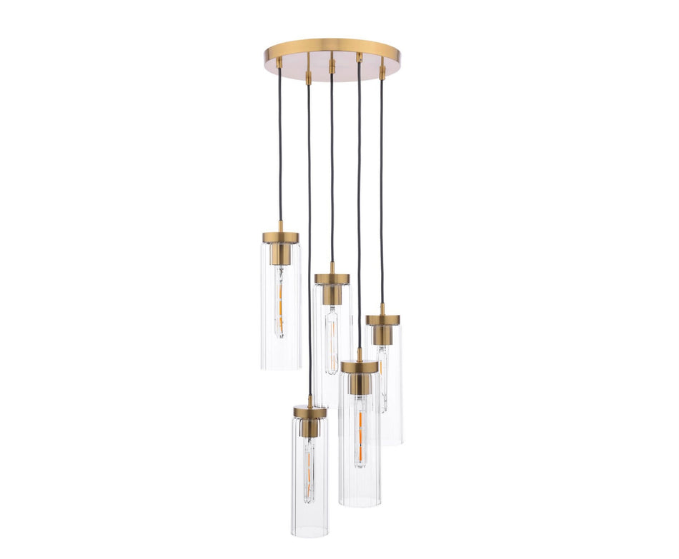 Jodelle 5 Light Cluster Pendant Polished Bronze and Glass