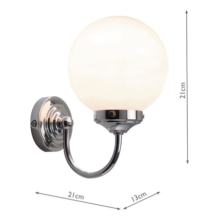 Barclay Bathroom Wall Light Polished Chrome Opal Glass IP44