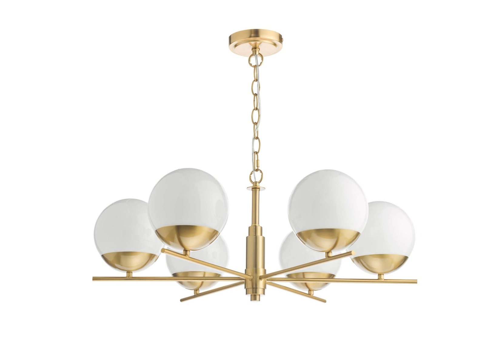 Bombazine 6 Light Pendant Natural Brass and Opal Glass