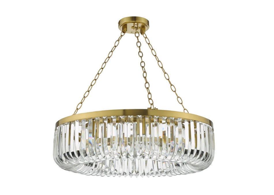 Sigourney 8 Light Pendant Satin Gold and Crystal