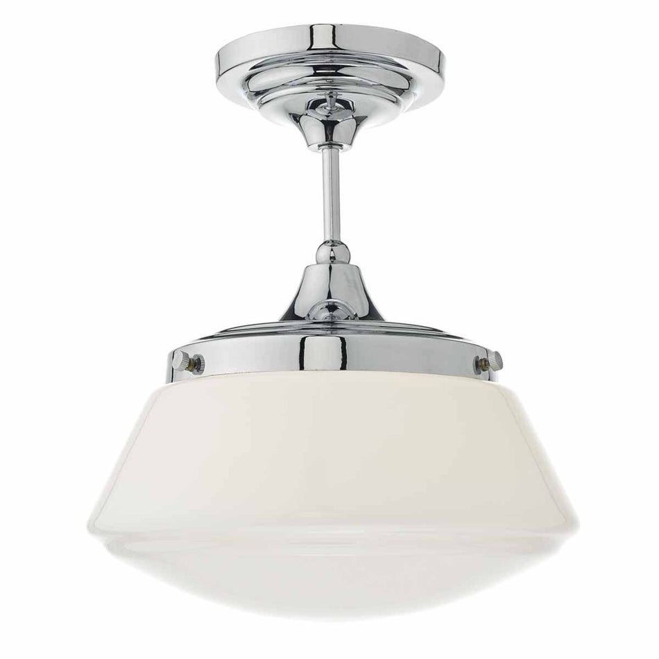 Caden Bathroom Semi Flush Polished Chrome Opal Glass IP44