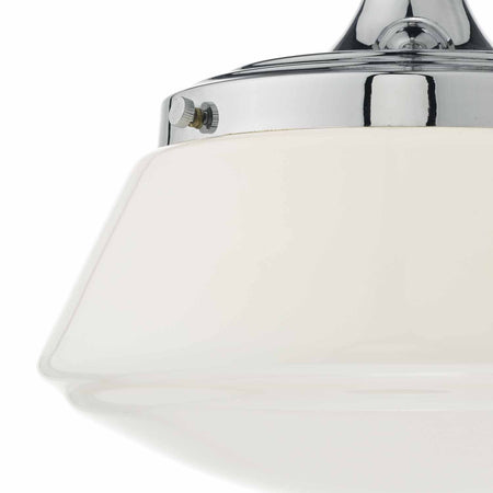 Caden Bathroom Semi Flush Polished Chrome Opal Glass IP44