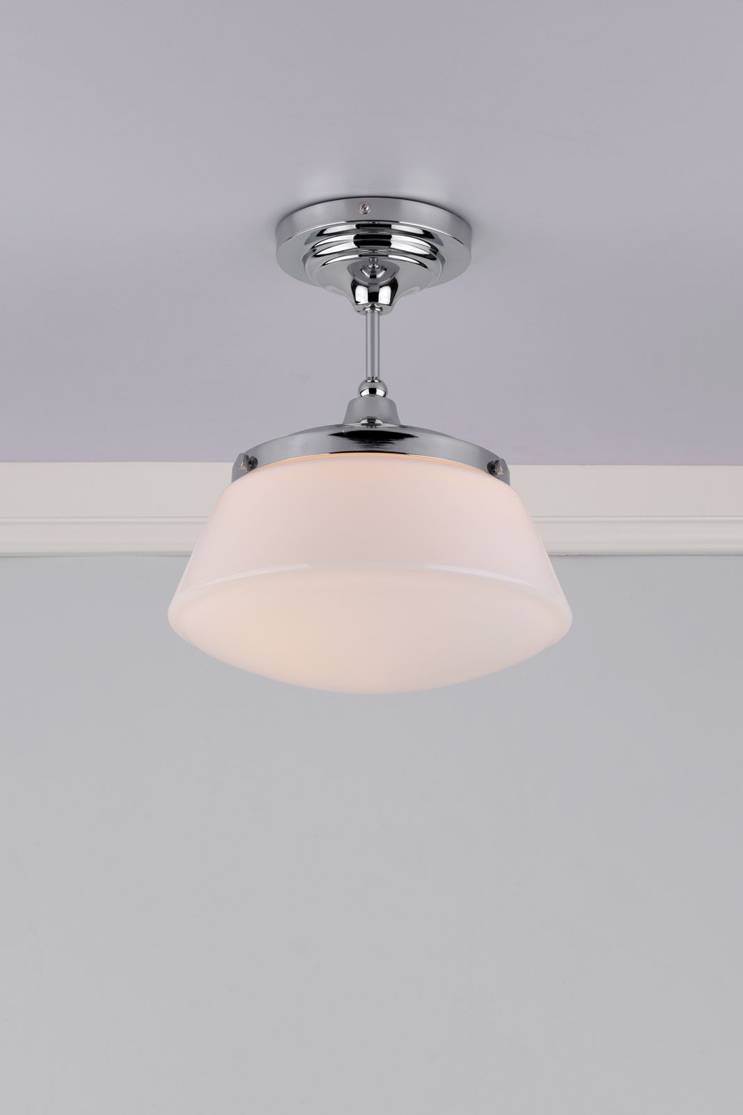 Caden Bathroom Semi Flush Polished Chrome Opal Glass IP44