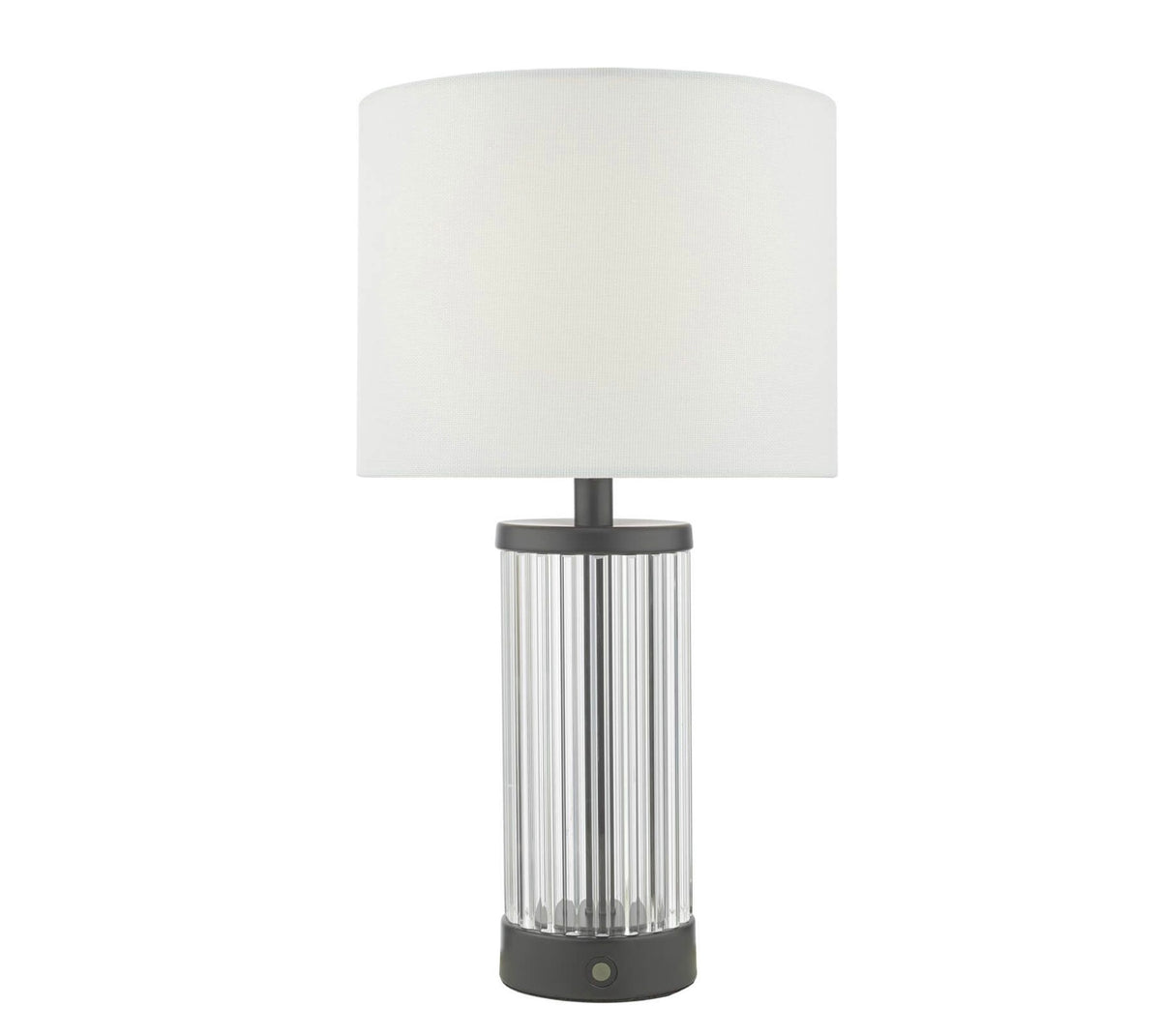 Enrico Rechargeable Table Lamp Satin Black and Glass With Shade LED