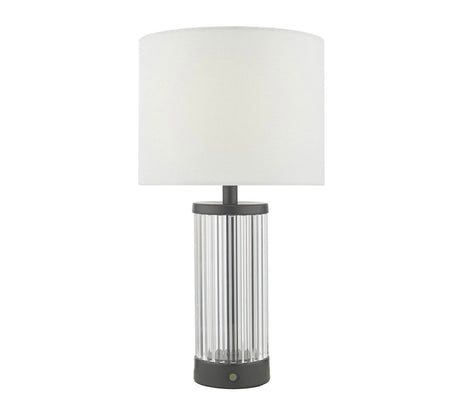 Enrico Rechargeable Table Lamp Satin Black and Glass With Shade LED